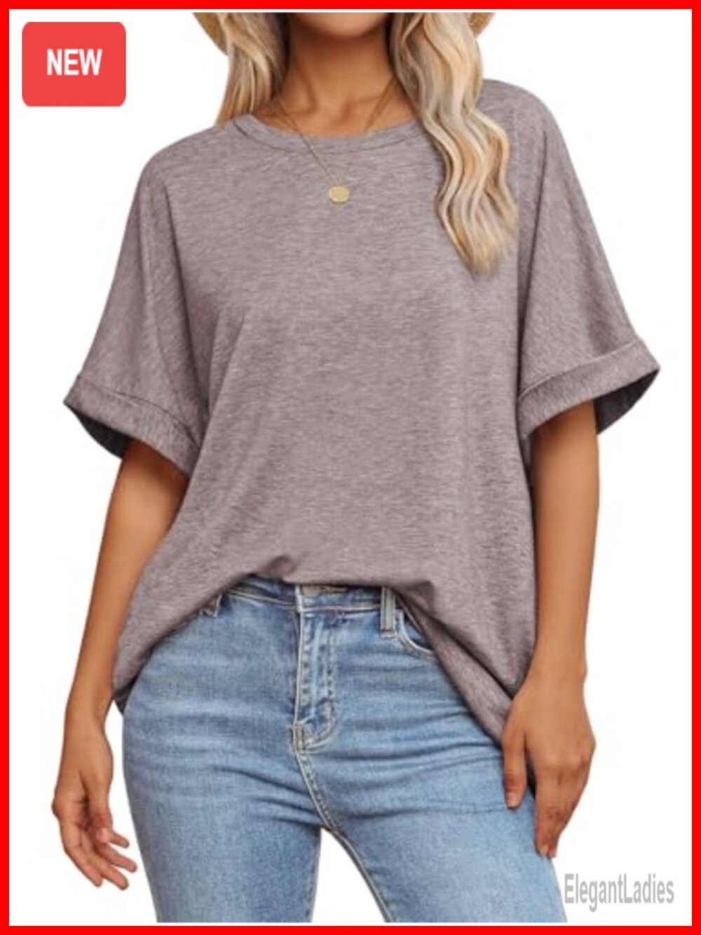 Oversized Casual Loose Fit Crew Neck Rolled Short Sleeve T Shirt Tee